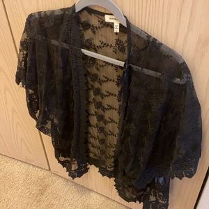 Embroidered black cover up